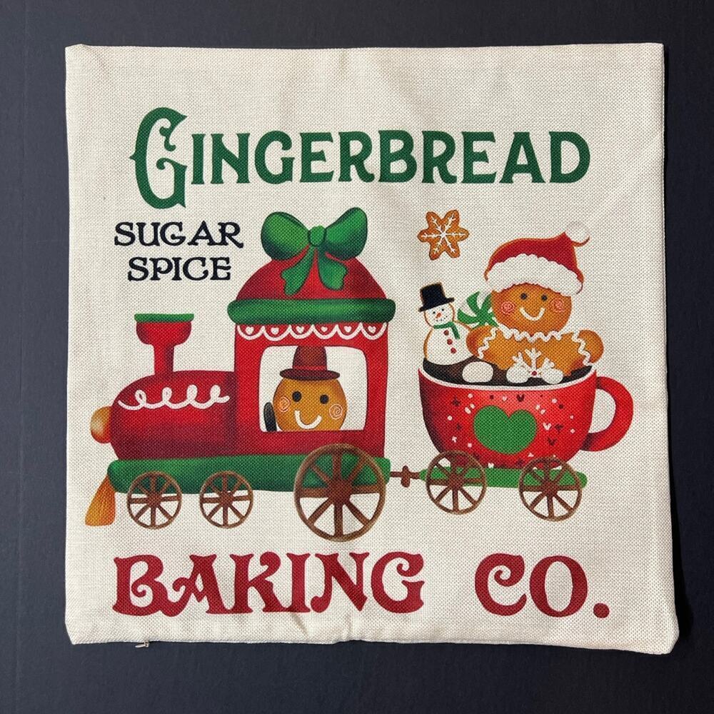 Gingerbread Sugar & Spice Baking Co. Pillow Cover 18"x18"